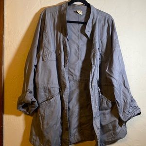 Grey utility jacket with a cinch waist